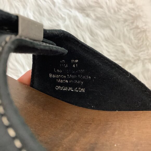 Re/Done x Dr. Scholl's Black Leather Wood Sole Slide Clog Sandals - Picture 8 of 8